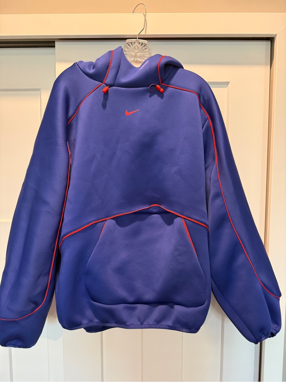 Nike Men's Royal Blue Pullover Hoodie with Orange Trim-size S-like new
